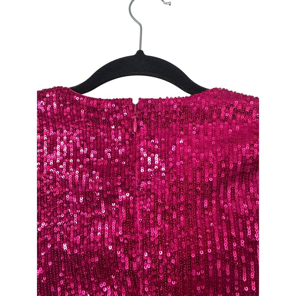 NWT The Drop Helena Sequin Wrap Dress Luminous Pink Size XS - Picture 8 of 12